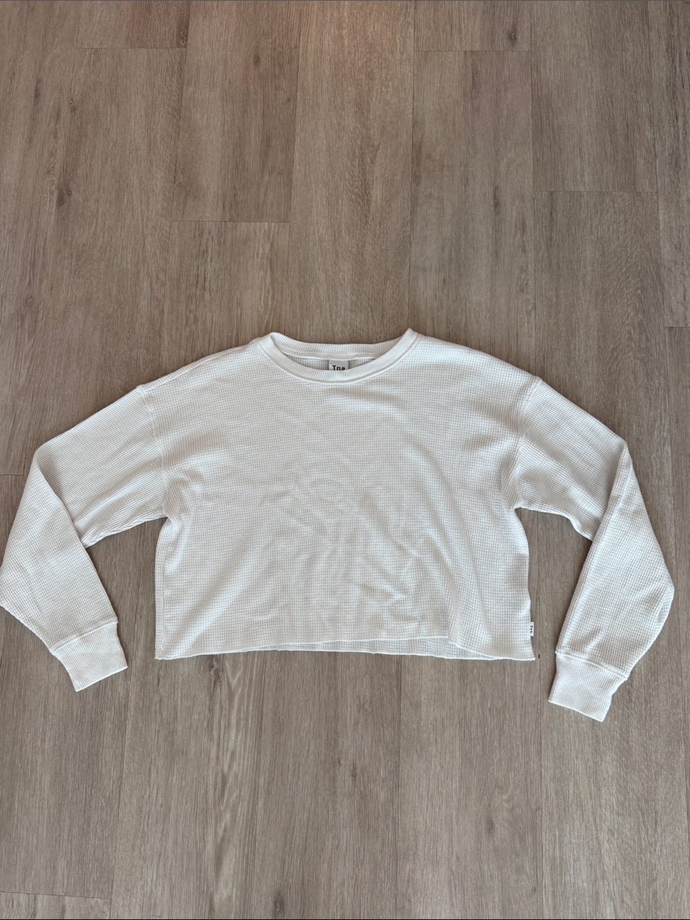 Aritzia TNA Waffle Knit White Long Sleeve Crop Small